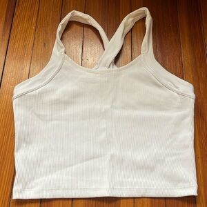 Athleta White Ribbed Horizon Tank Camisole Sz L
